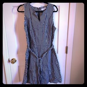 The LOFT black and white vertical stripe dress